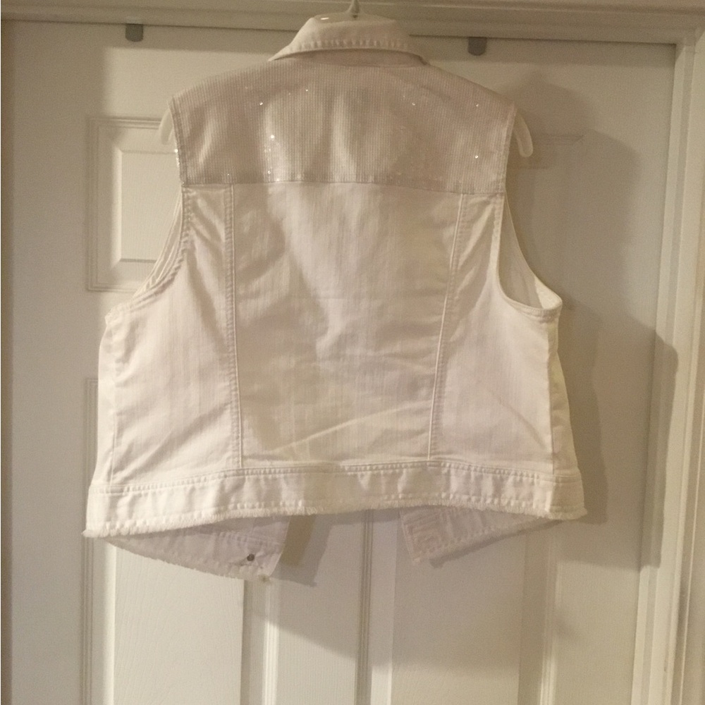 Chico's White Denim Vest with Sequin Accents - Picture 7 of 11